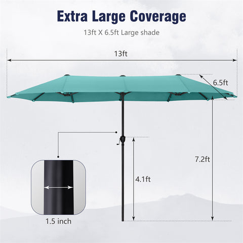 13ft Large Double-Sided Outdoor Patio Umbrella