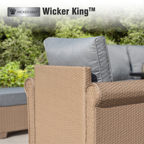 Luxury Wicker Patio Conversation Sofa Set with Fire Pit Table
