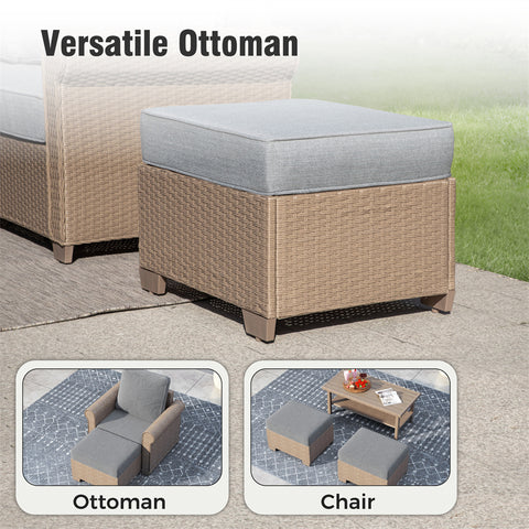 Luxury Wicker Patio Conversation Sofa Set with Fire Pit Table