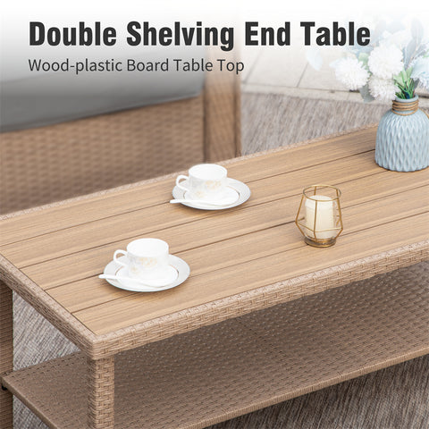 Luxury 5 Seats Wicker Patio Conversation Sofa Set with Wider Armrests