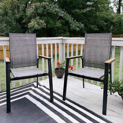 Textilene Patio Dining Chairs, Set of 2