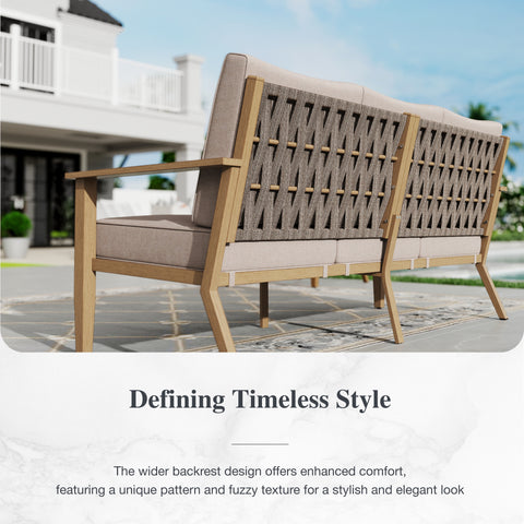 3 Seat Patio Outdoor Furniture Set Wooden-like Conversation Set