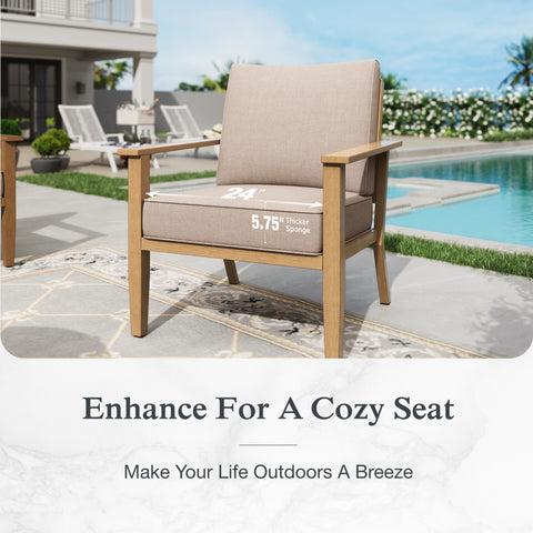 3 Seat Patio Outdoor Furniture Set Wooden-like Conversation Set
