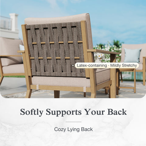 3 Seat Patio Outdoor Furniture Set Wooden-like Conversation Set