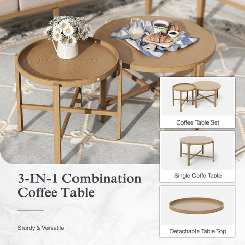 3 Seat Patio Outdoor Furniture Set Wooden-like Conversation Set