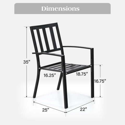 Outdoor Patio Metal Dining Chairs for Garden, Backyard