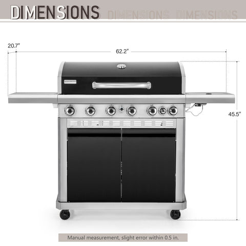 6-Burner 740 sq.in. Extra Large Gas BBQ Grill with Griddle & Side Burner