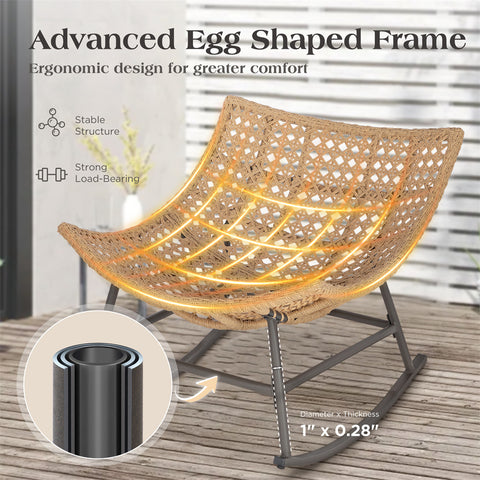 Outdoor Rattan Papasan Sofa Lounge Chair with Thick Cushions