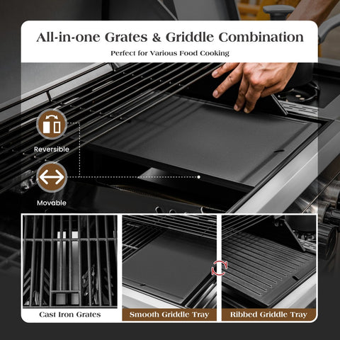 6-Burner 740 sq.in. Extra Large Gas BBQ Grill with Griddle & Side Burner