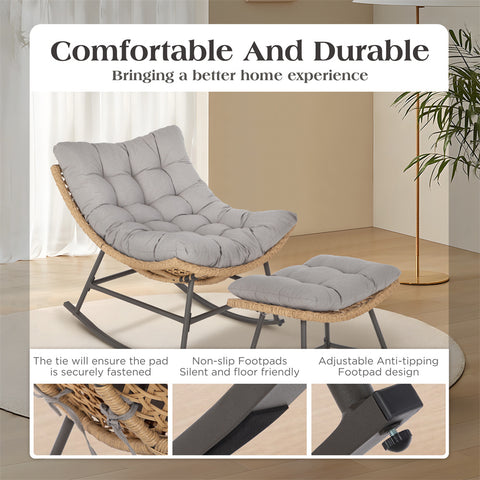 Outdoor Rattan Papasan Sofa Lounge Chair with Thick Cushions