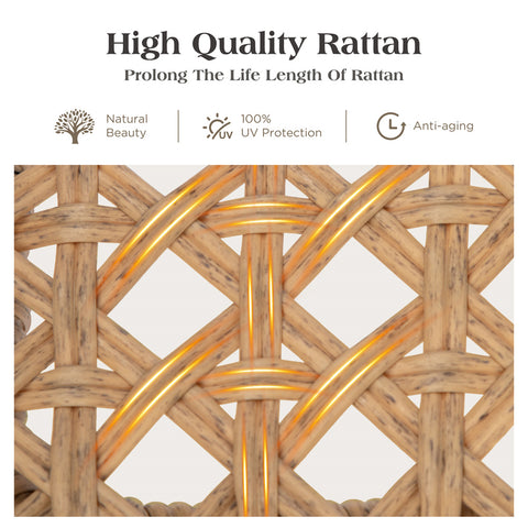 Outdoor Rattan Papasan Sofa Lounge Chair with Thick Cushions