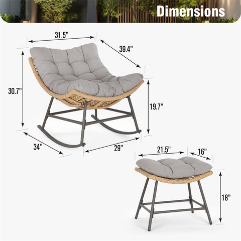 Outdoor Rattan Papasan Sofa Lounge Chair with Thick Cushions