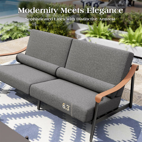 5-Seater Outdoor Conversation Sofa Set with Extra Thick Cushion and 2 Coffee Table
