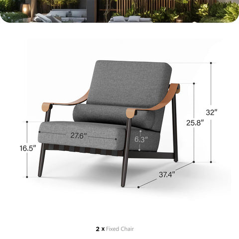 5-Seater Outdoor Conversation Sofa Set with Extra Thick Cushion and 2 Coffee Table