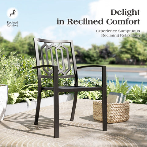 Outdoor Patio Metal Dining Chairs for Garden, Backyard