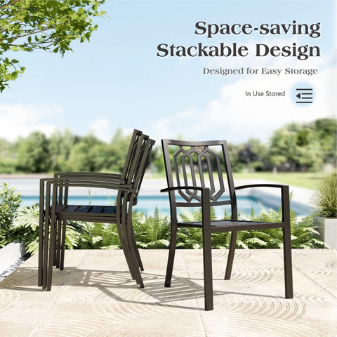 Outdoor Patio Metal Dining Chairs for Garden, Backyard