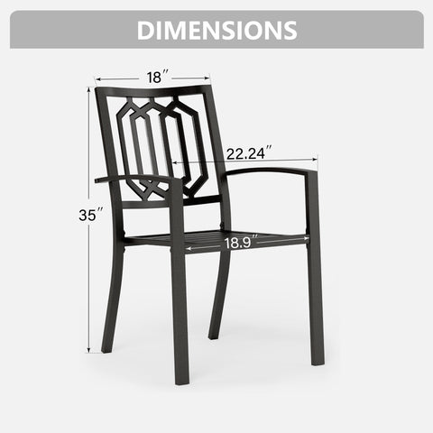 Outdoor Patio Metal Dining Chairs for Garden, Backyard