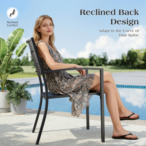 Outdoor Patio Metal Dining Chairs for Garden, Backyard
