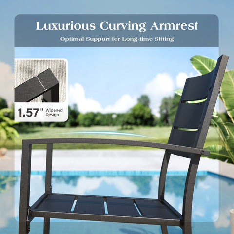 Outdoor Patio Metal Dining Chairs for Garden, Backyard