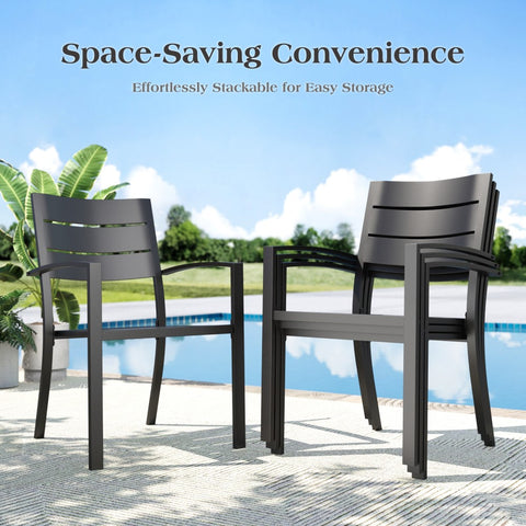 Outdoor Patio Metal Dining Chairs for Garden, Backyard