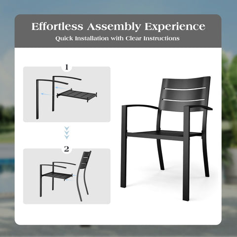Outdoor Patio Metal Dining Chairs for Garden, Backyard
