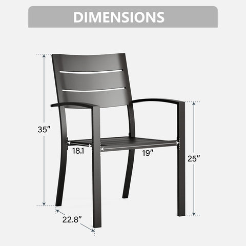 Outdoor Patio Metal Dining Chairs for Garden, Backyard