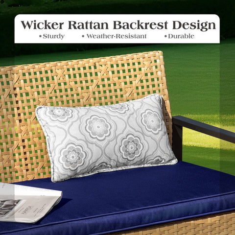 4-Piece Contemporary Rattan-wood Patio Conversation Set