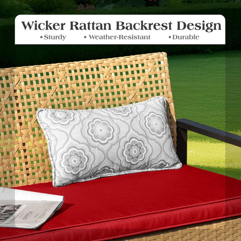 4-Piece Contemporary Rattan-wood Patio Conversation Set