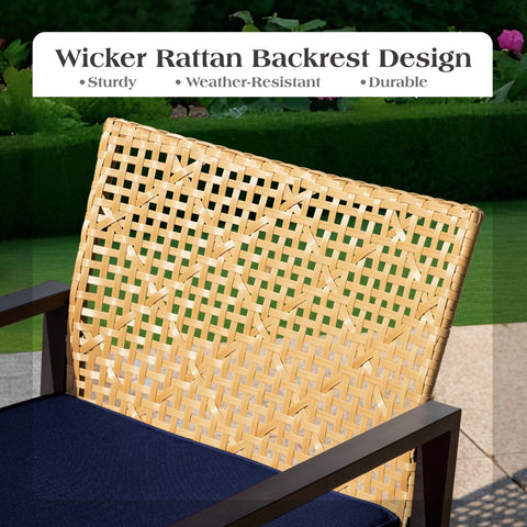4-Piece Contemporary Rattan-wood Patio Conversation Set