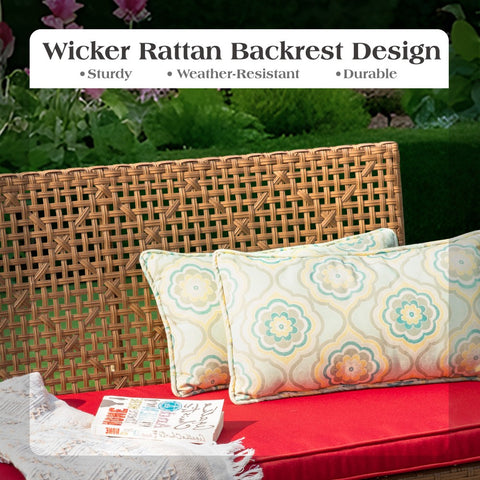4-Piece Contemporary Rattan-wood Patio Conversation Set