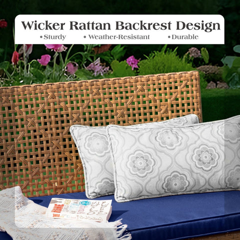 4-Piece Contemporary Rattan-wood Patio Conversation Set