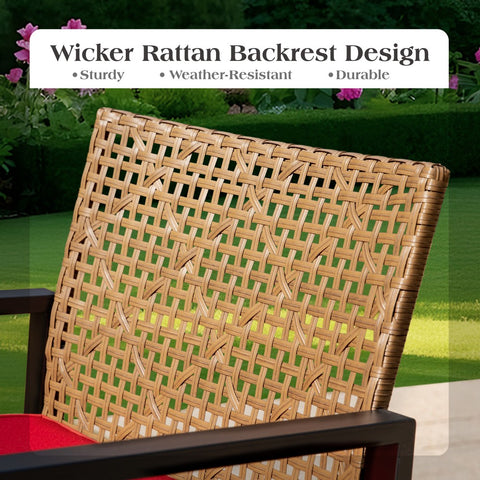 4-Piece Contemporary Rattan-wood Patio Conversation Set
