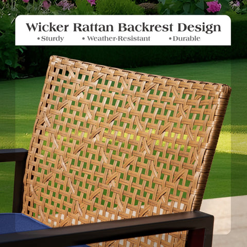 4-Piece Contemporary Rattan-wood Patio Conversation Set