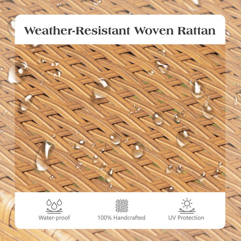 4-Piece Contemporary Rattan-wood Patio Conversation Set