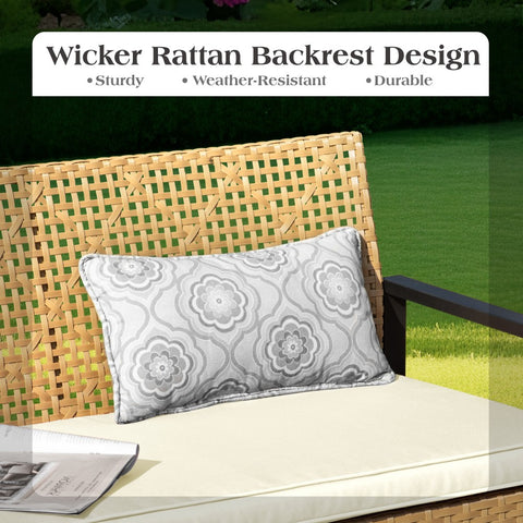 4-Piece Contemporary Rattan-wood Patio Conversation Set