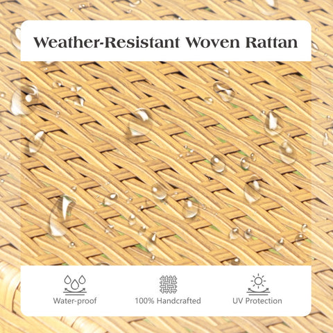 4-Piece Contemporary Rattan-wood Patio Conversation Set