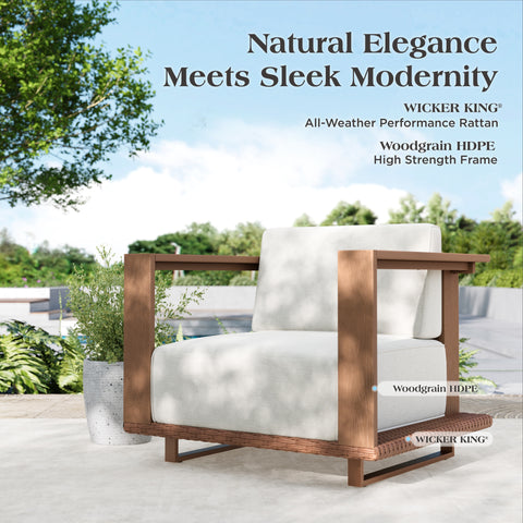 HDPE Patio Wicker Sofa Chairs With Cushions (Set of 2)