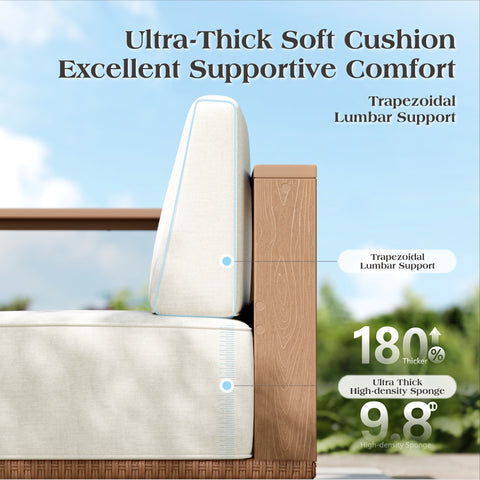 HDPE Patio Wicker Sofa Chairs With Cushions (Set of 2)