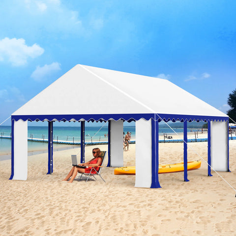16'x20' White Scalloped Valance Party Tent Canopy Shelter with Heavy Duty Design (Includes Carry Bag)