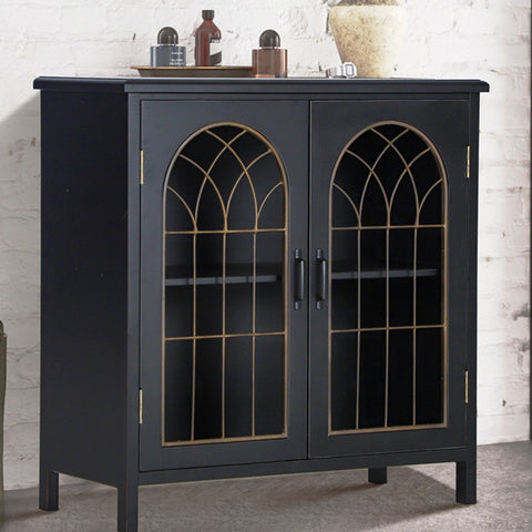 Exquisite Metal Church Window Buffet Storage Cabinet