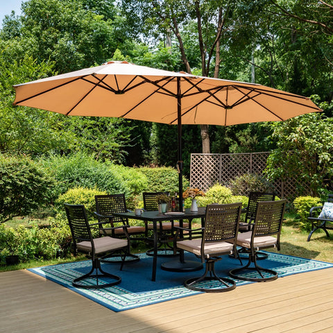 15ft Double-Sided Extra Large Patio Twin Umbrella (Base Included)