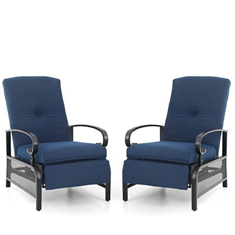 Adjustable Patio Metal Relaxing Recliner Lounge Chair