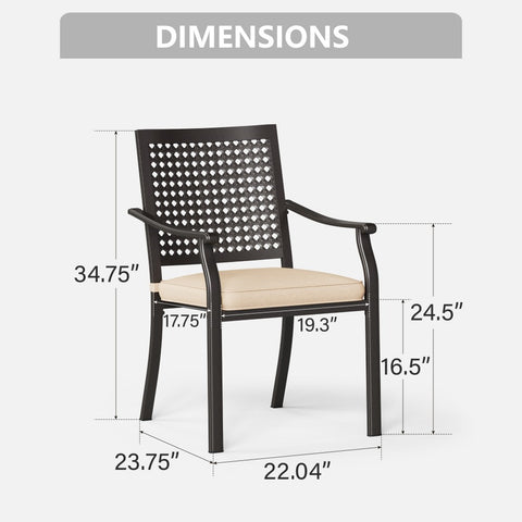 7-Piece Patio Dining Set Round Table & Bullseye Patterned Steel Chairs