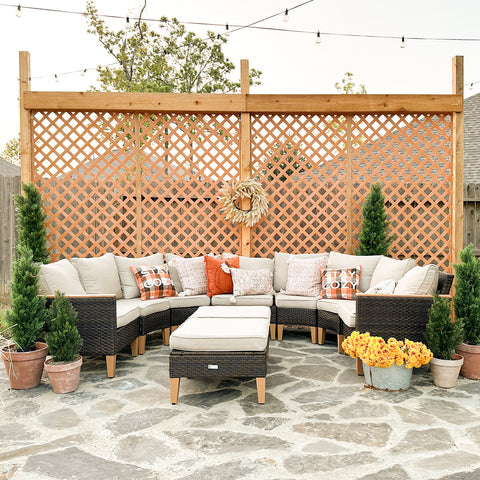 9-Piece Rattan Half-Moon Curved Luxury Outdoor Sofa