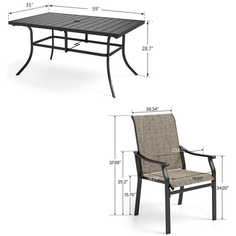 7-Piece Ergo Sling Chairs Patio Dining Set