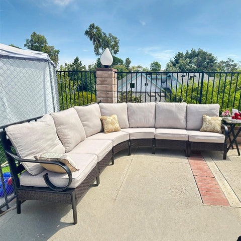 Half-Moon Outdoor Patio Conversation Sofa Sets with E-Coating Technology