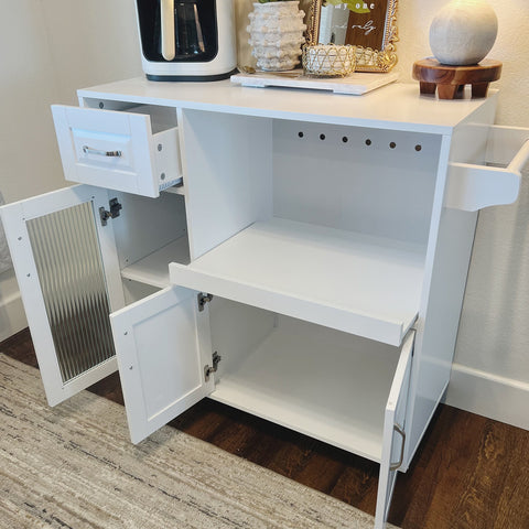 Multifunctional & Movable Kitchen Island Cart with Ample Storage Space and Towel Rack