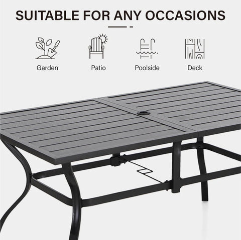 7-Piece Rectangle Steel Table & 6 Textilene Dining Chairs Outdoor Dining Set