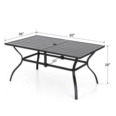 7-Piece Rectangle Steel Table & 6 Textilene Dining Chairs Outdoor Dining Set