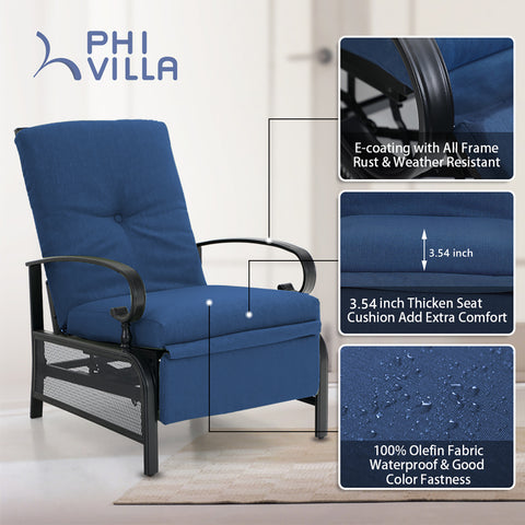 Adjustable Patio Metal Relaxing Recliner Lounge Chair